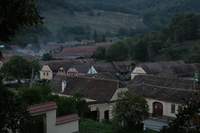 A panoramic view of the village of Mălâncrav, Romania.
